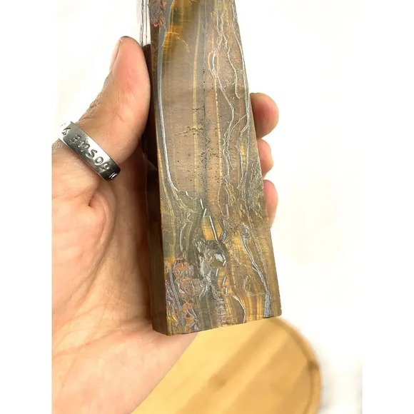 Tigers Eye Tower Obelisk Point 5 7/8" Natural Quartz Crystal 306g - Picture 15 of 16